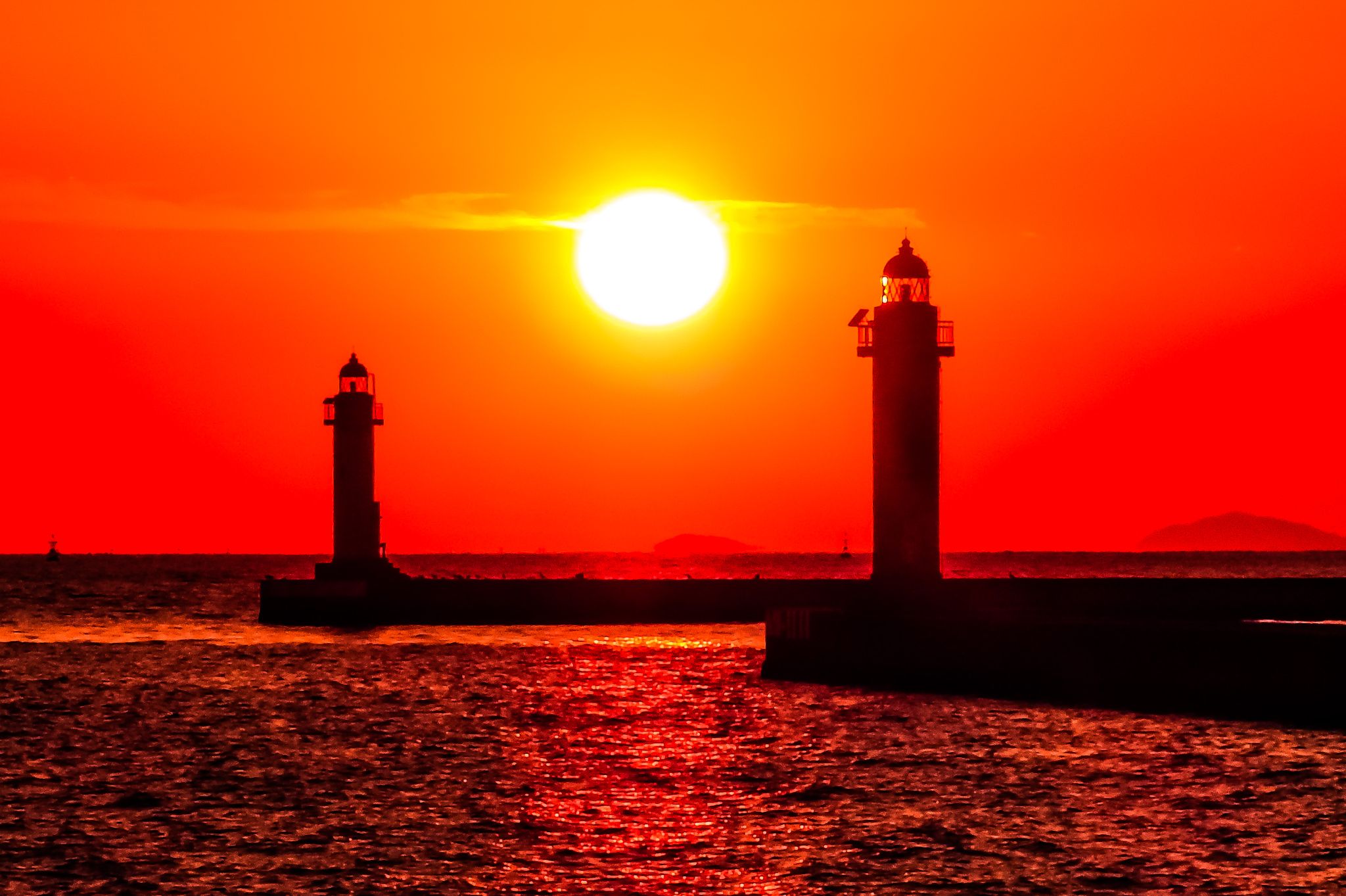 灯台間の夕日 日の出日の入時刻・方角マップ
